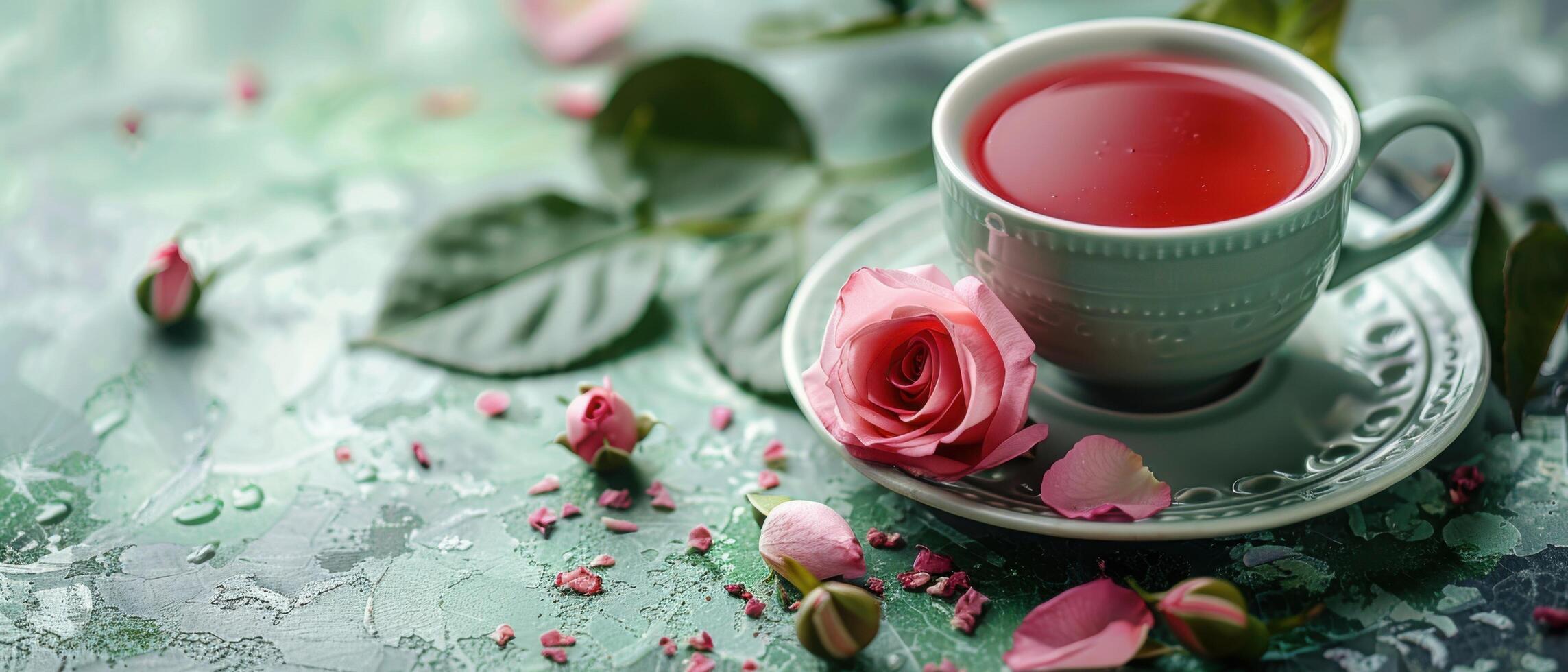Pale pink herbal tea served in elegant teacups